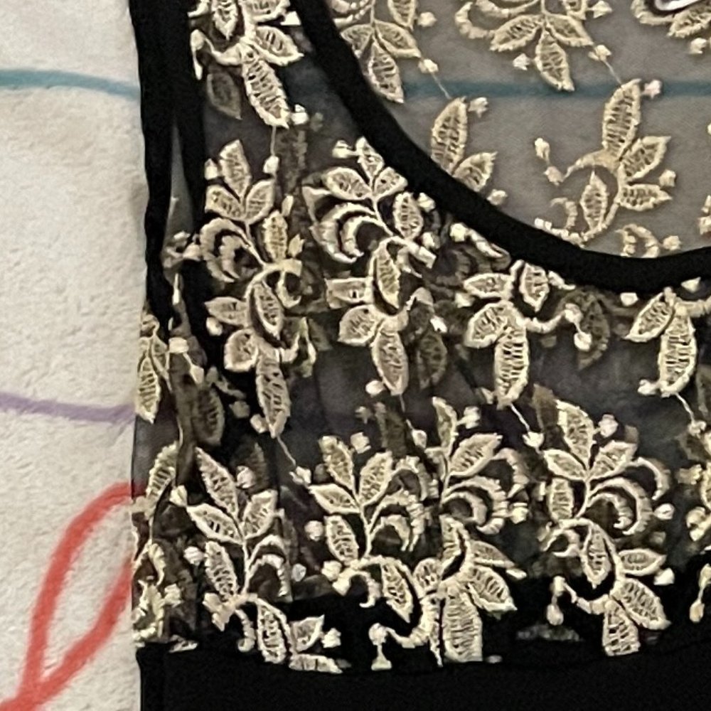 Black Lace White Formal Party Prom Dress Womans sz Small S - Picture 3 of 4